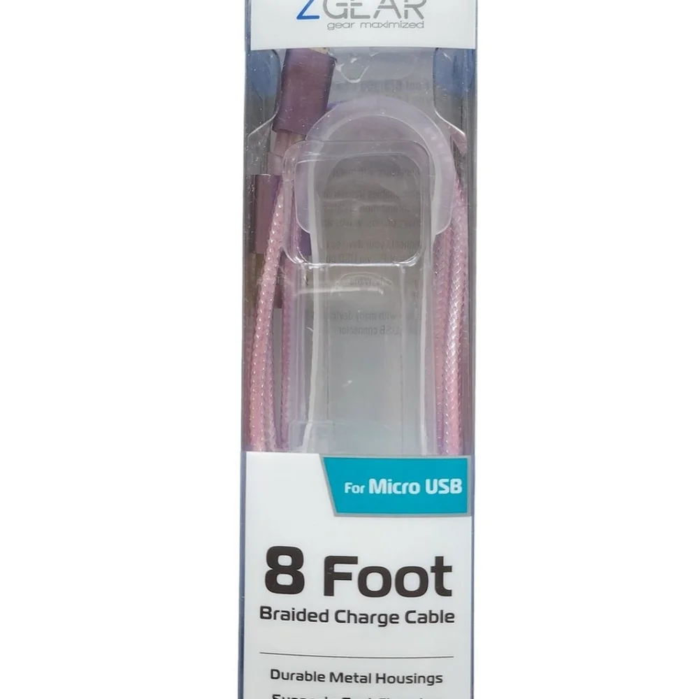 Z Gear Purple Micro B USB Cable 8 Feet Braided Cable Tangle Resistant Fast Chg